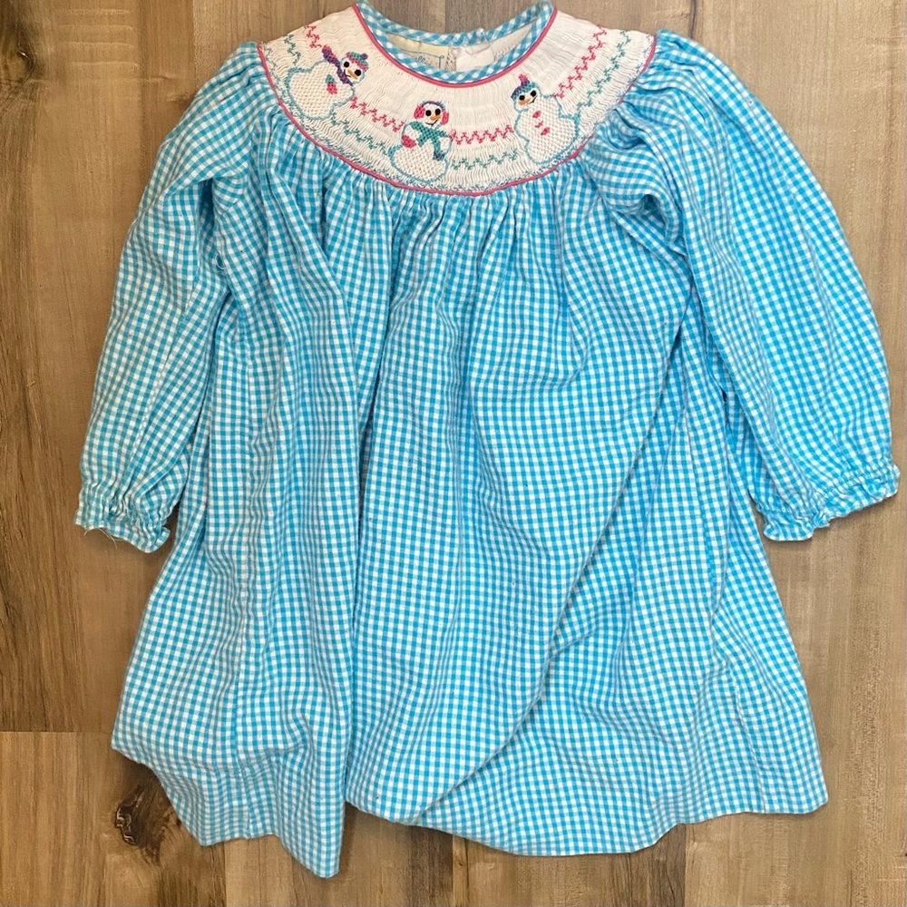Marmelatta Smocked Snowman Dress- 3T